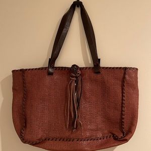 Carla Mancini Handbag, Soft Chestnut Brown Leather Weave.
